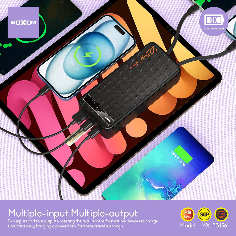 Power bank Moxom MX-PB156 30000mAh SCP22.5W+ PD20W  2.4A crni-2