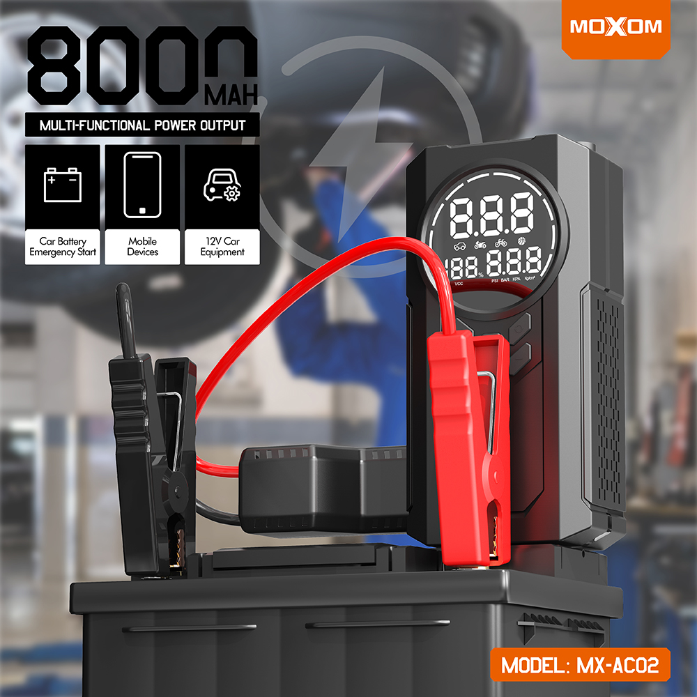 Multifunkcionalna pumpa sa starterom za automobil i power bankom Moxom MX-AC02 crna-6