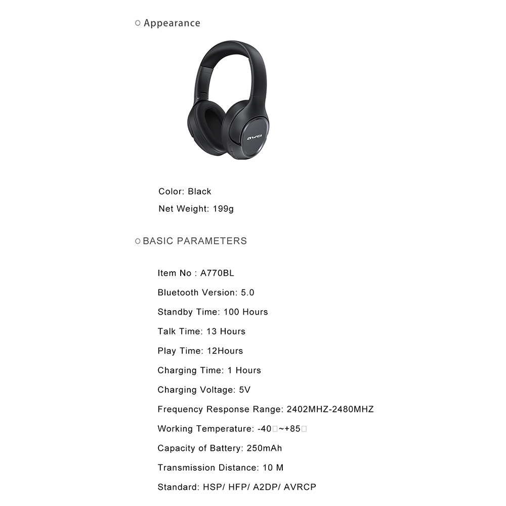 Slusalice bluetooth AWEI A770BL crne-4