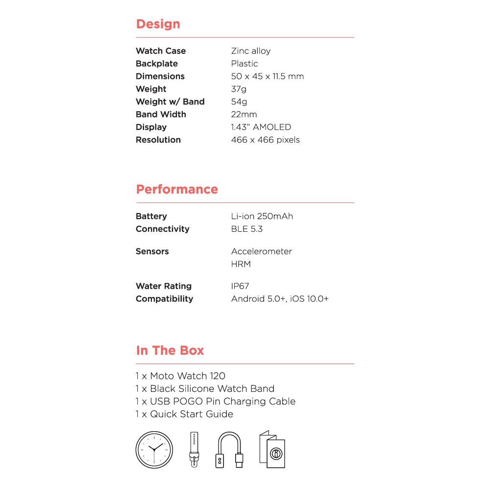 Smart watch Motorola Moto Watch 120 srebrni-8